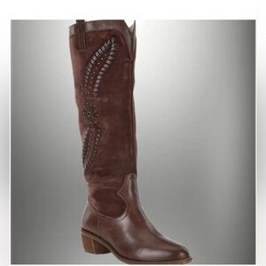 NEW Brioso Sedona  Tall Leather & Suede Women's Western Riding Boots Brown